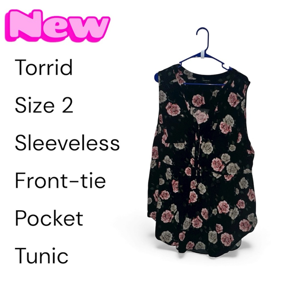 Torrid Black and Pink Floral Tunic